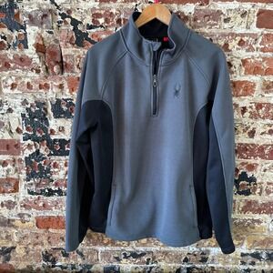 Spyder Outbound Mens Large Gray Black 1/4 Zip Core Sweater Pullover